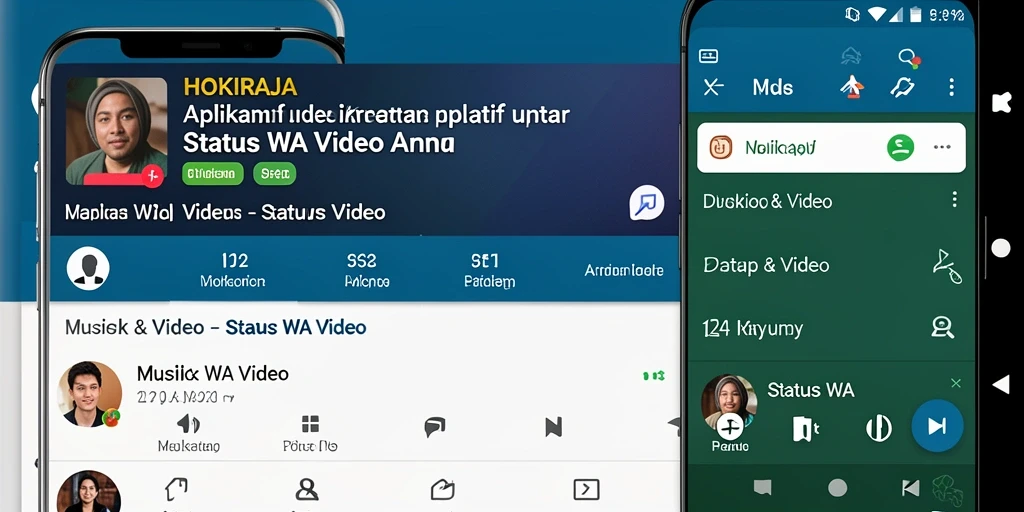 Antarmuka HOKIRAJA menampilkan berbagai kategori video untuk status WA.