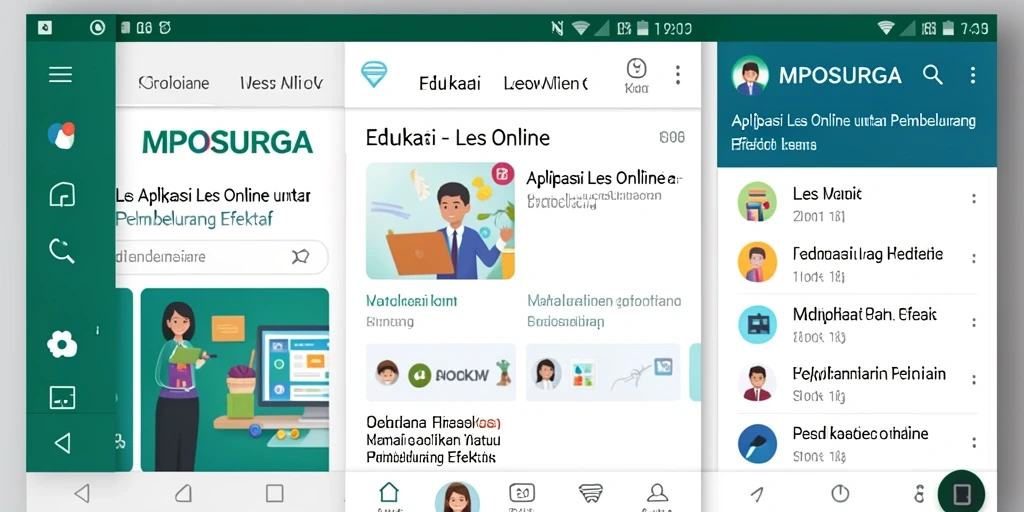 Antarmuka pengguna aplikasi Les Online MPOSURGA yang interaktif.