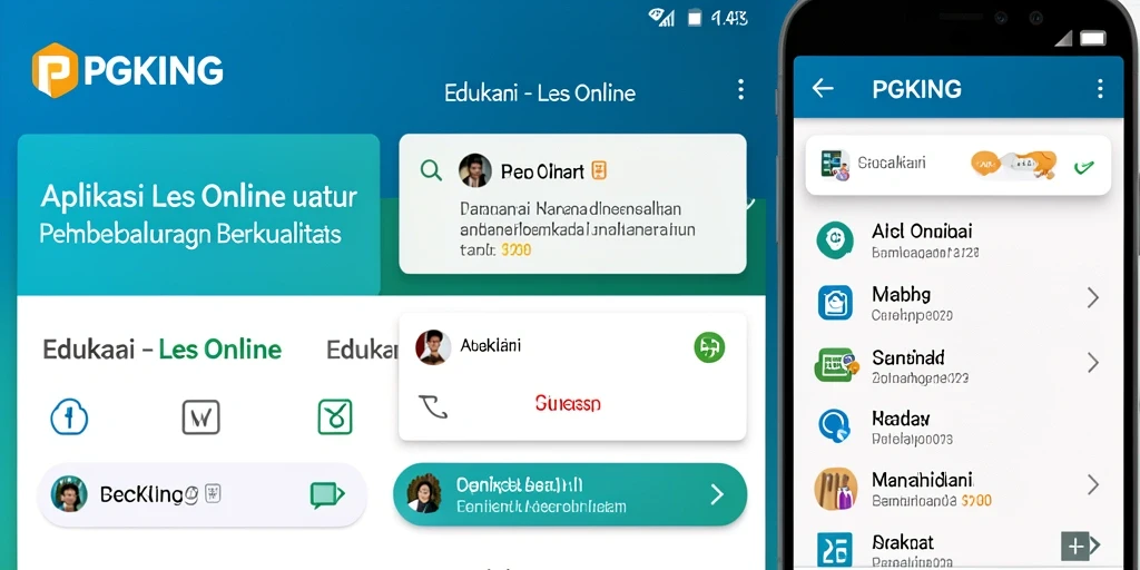 Tampilan antarmuka PGKING dengan fitur Les Online yang memudahkan pembelajaran.