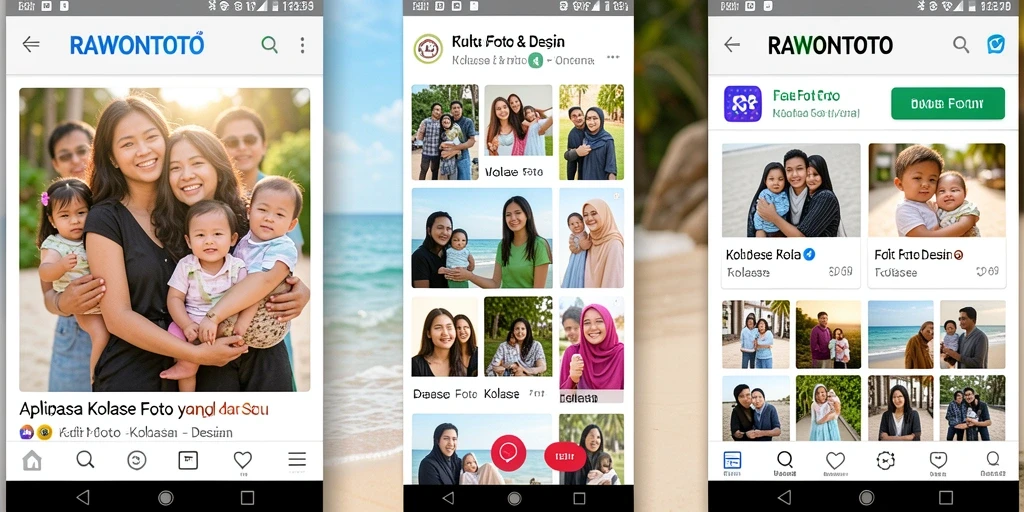 Tampilan antarmuka RAWONTOTO yang menawan dan fungsional untuk kolase foto.