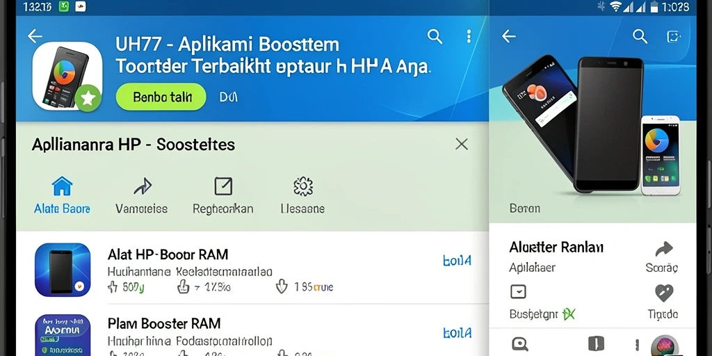 Tampilan antarmuka UH77 memperlihatkan fitur Booster RAM yang mudah digunakan.