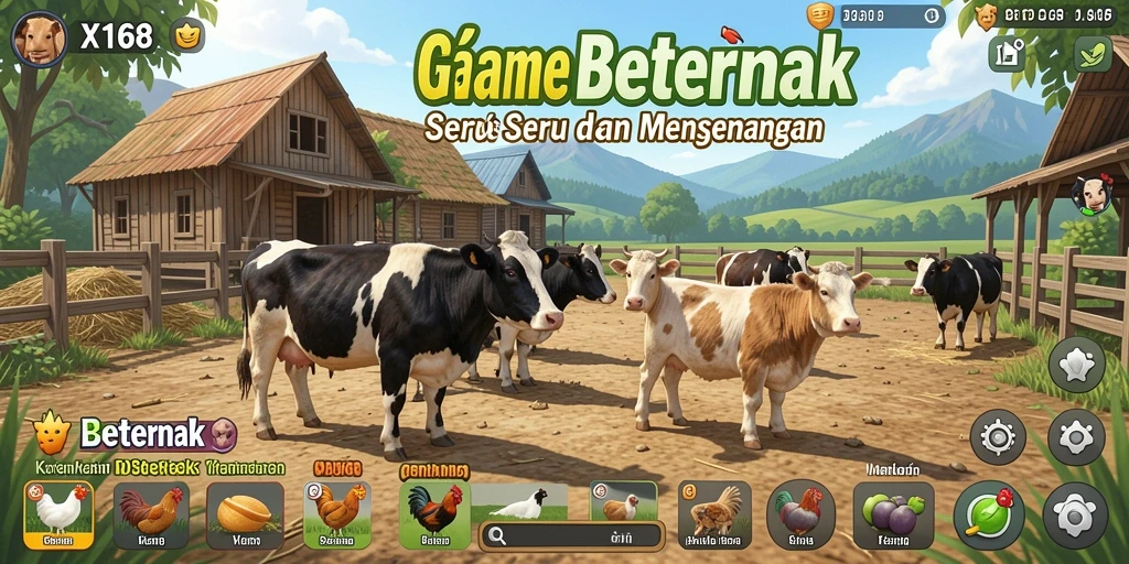 Tampilan antarmuka X168 dengan berbagai aktivitas Beternak.
